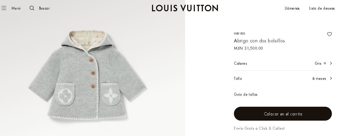 El abrigo Louis Vuitton que Inti, la hija de Cazzu y Christian Nodal tiene.