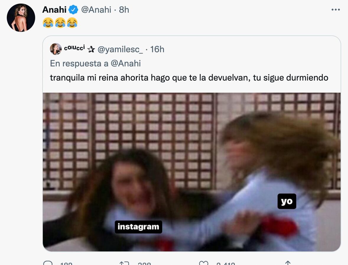 Anahí comparte meme sobre su cuenta de Instagram