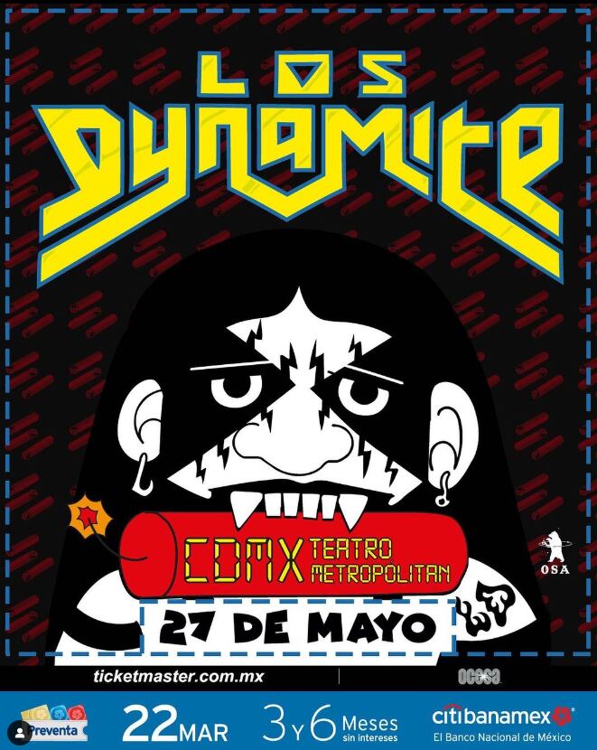 Cartel concierto Los Dynamite en México, en el Teatro Metropólitan