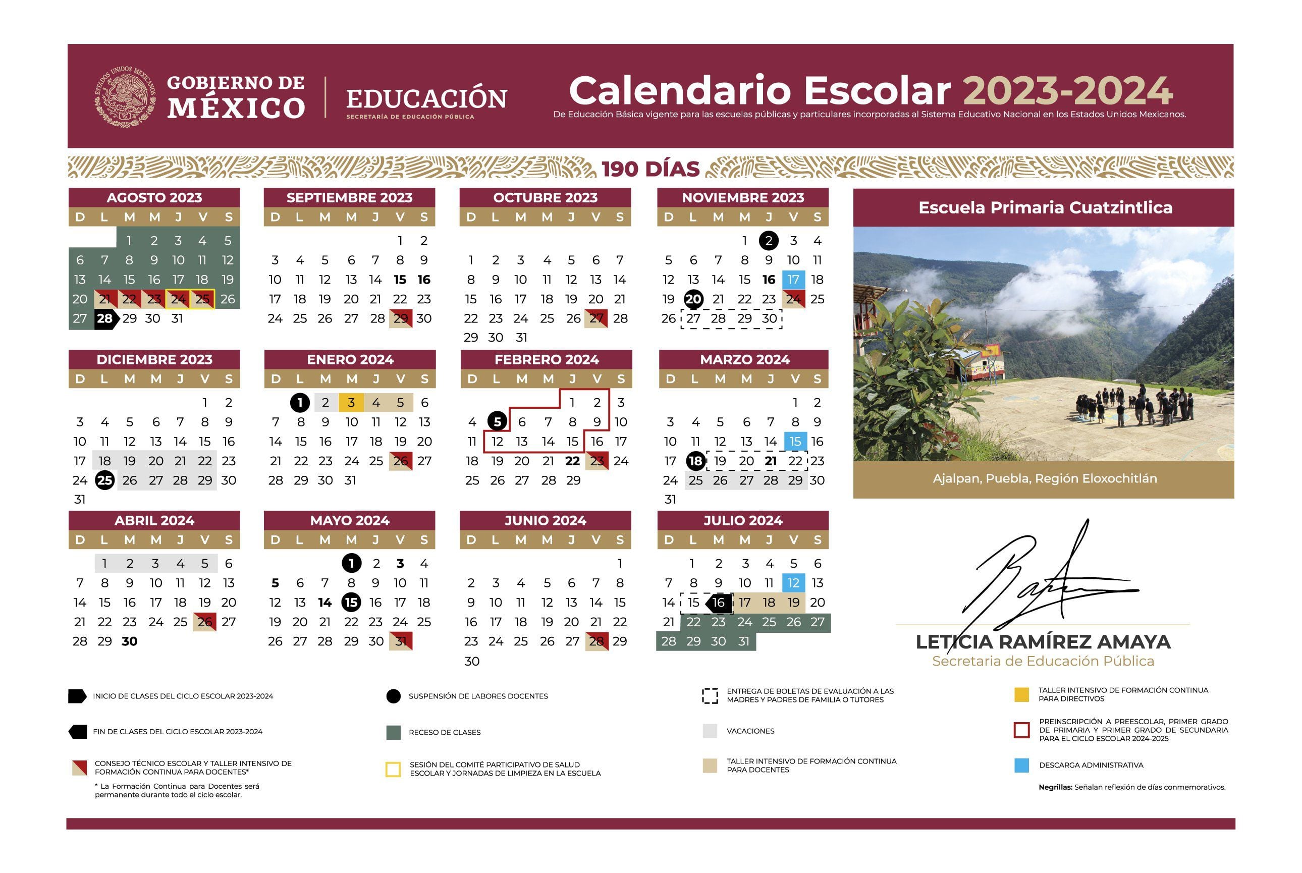 Calendario escolar 2023-2024 de la SEP