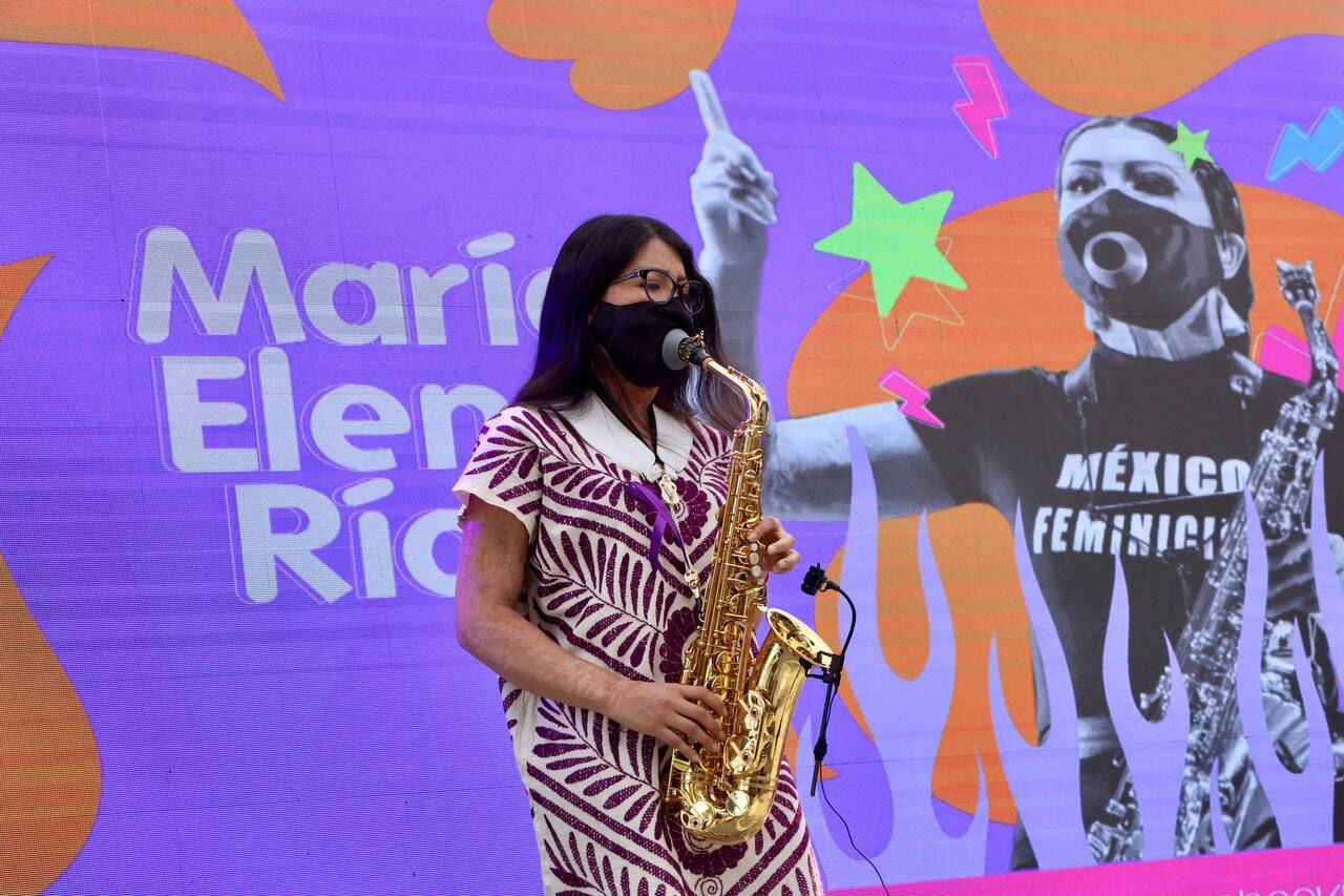 María Elena Ríos en festival artístico en Coyoacán por el Día Internacional de la Mujer