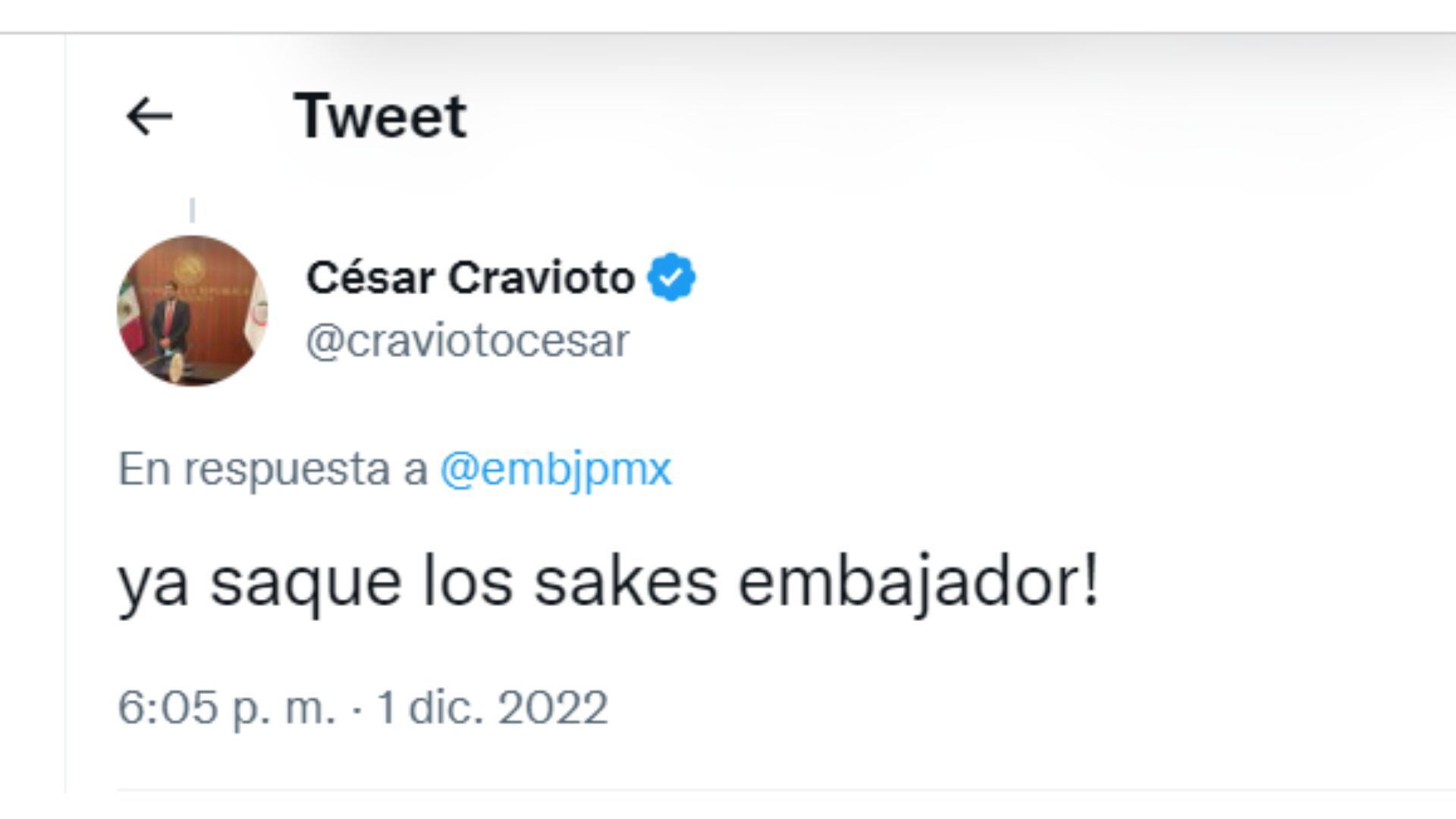 César Cravioto al embajador de Japón