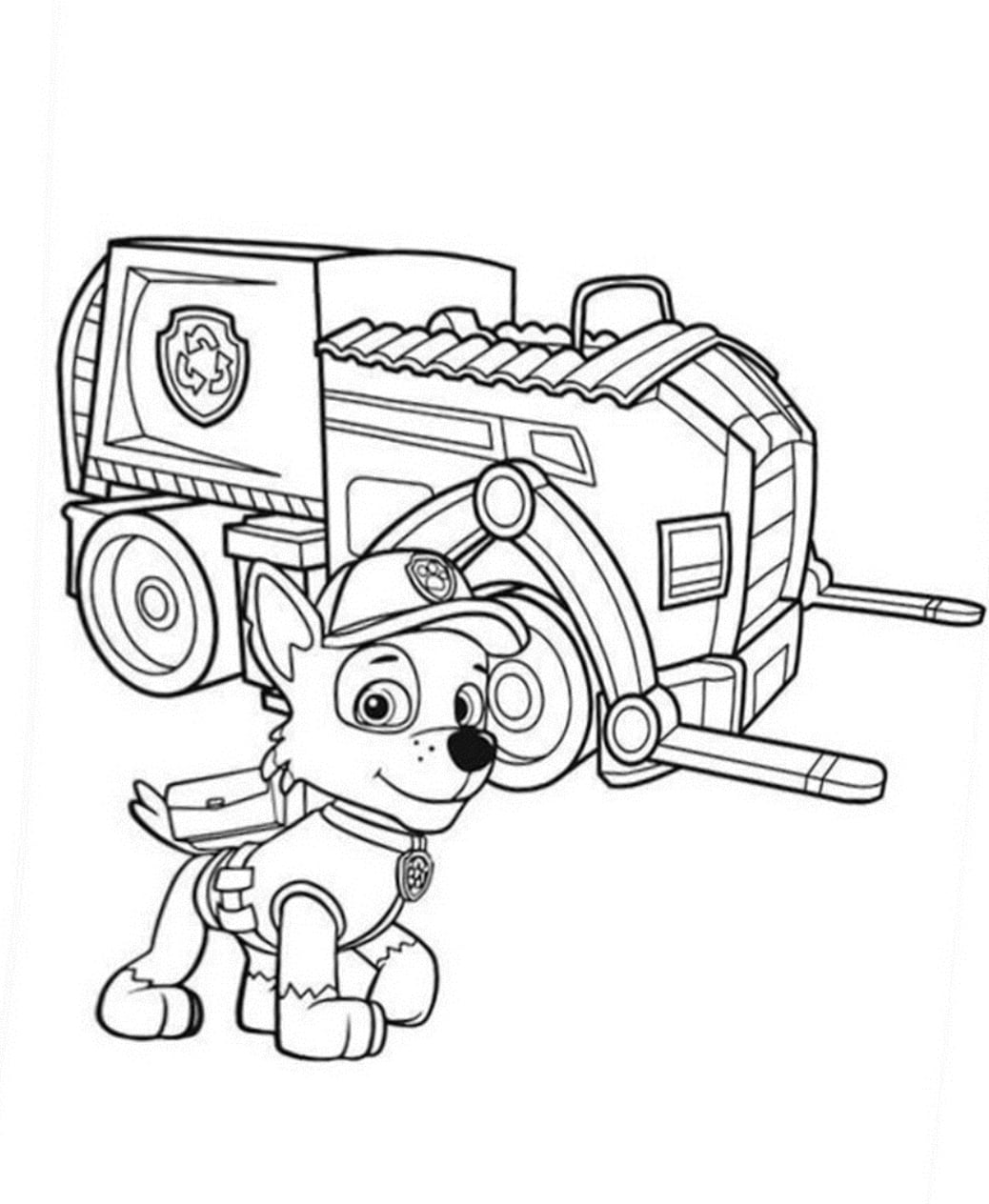 Camión de reciclaje de Rocky de Paw Patrol para colorear