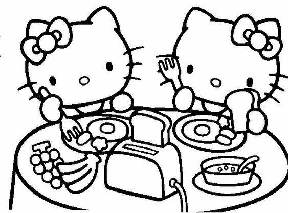 Dibujos de Hello Kitty con temática del Día del Niño para colorear