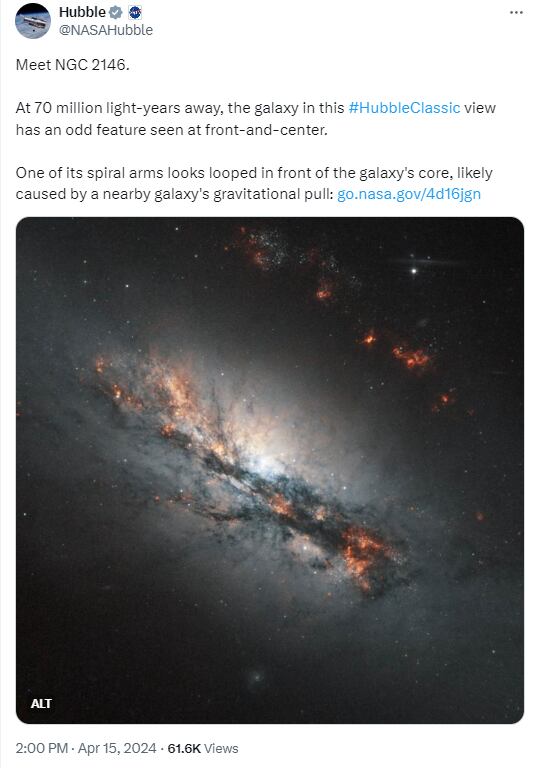 Extraña galaxia con brazos enrollados captada por el telescopio Hubble