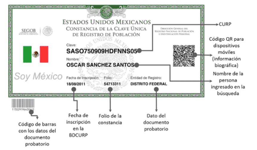 Ejemplo de CURP asignada a ciudadanos mexicanos