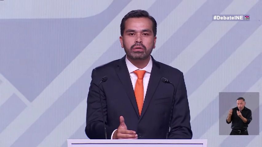 Jorge Álvarez Máynez en el tercer debate presidencial
