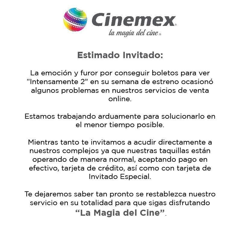 Comunicado Cinemex por fallas en su app