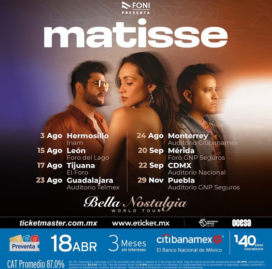 Precio de los boletos para los conciertos de Matisse en México