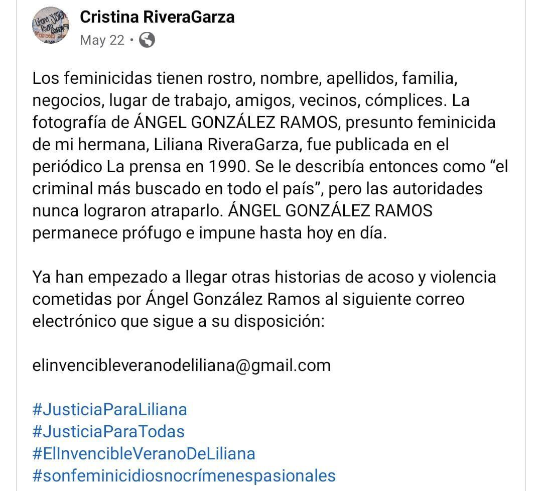 Publicación de Cristina Rivera Garza