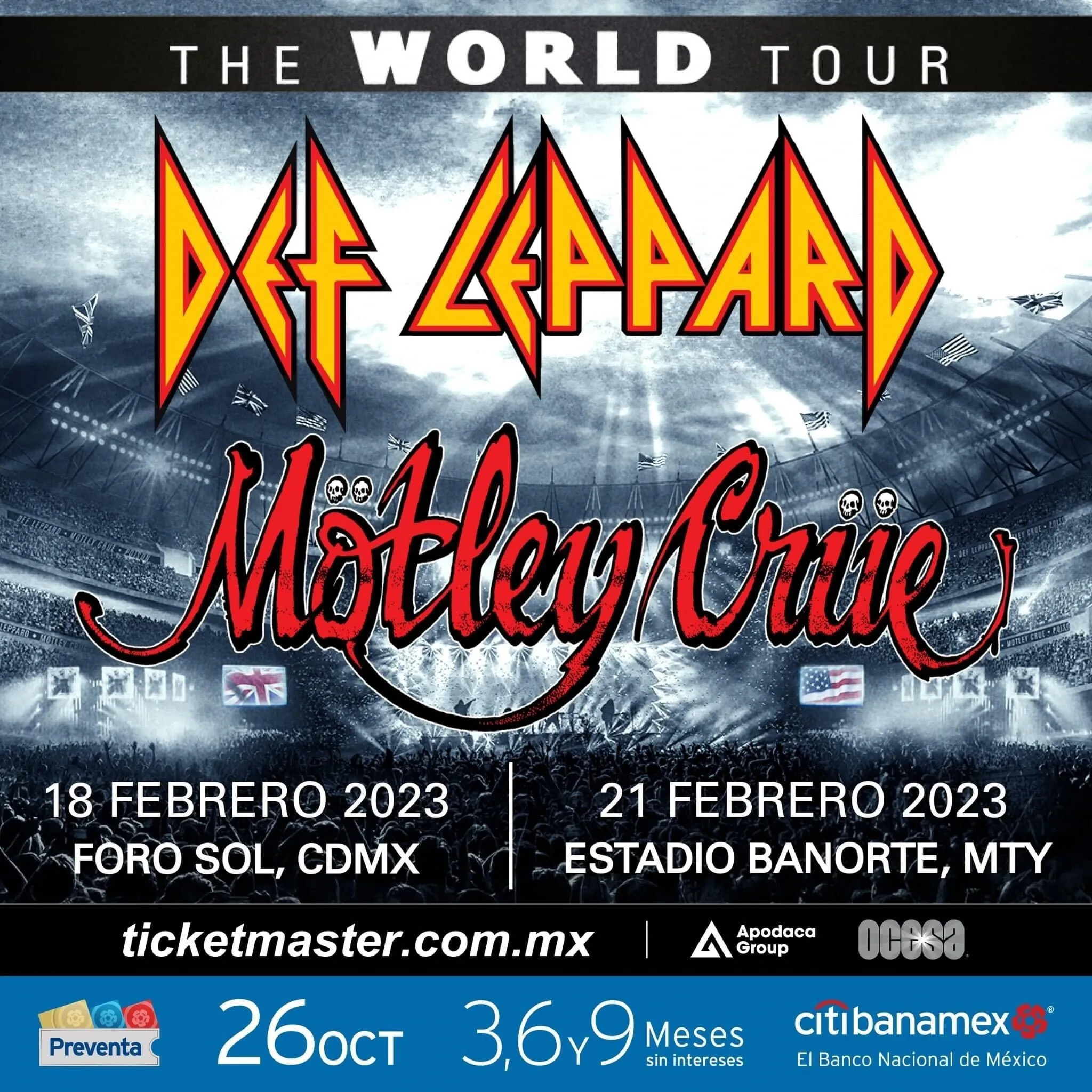 Cartel Mötley Crüe y Def Leppard en México 2023