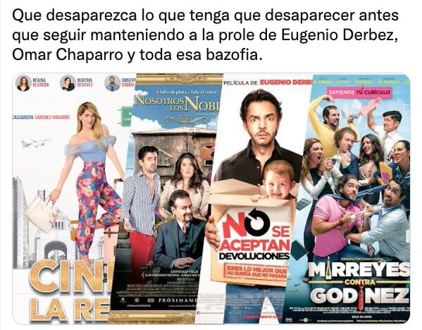 Se quejan del cine mexicano y culpan a Eugenio Derbez y a Omar Chaparro