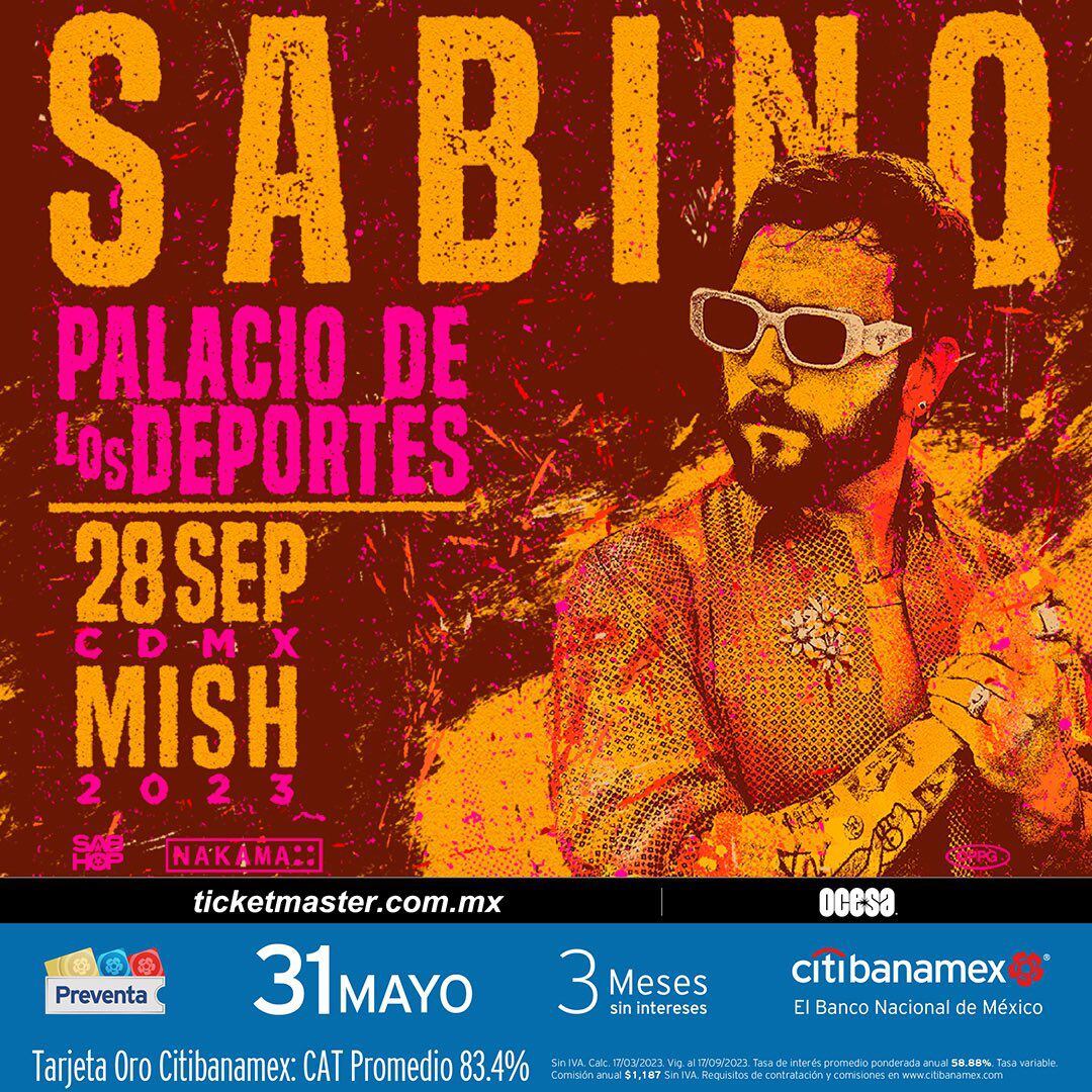 Sabino concierto en CDMX 2023: Precio de boletos para verlo en Palacio de los Deportes