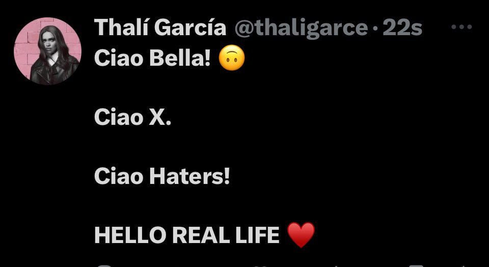 Thali García cierra su cuenta de Twitter.