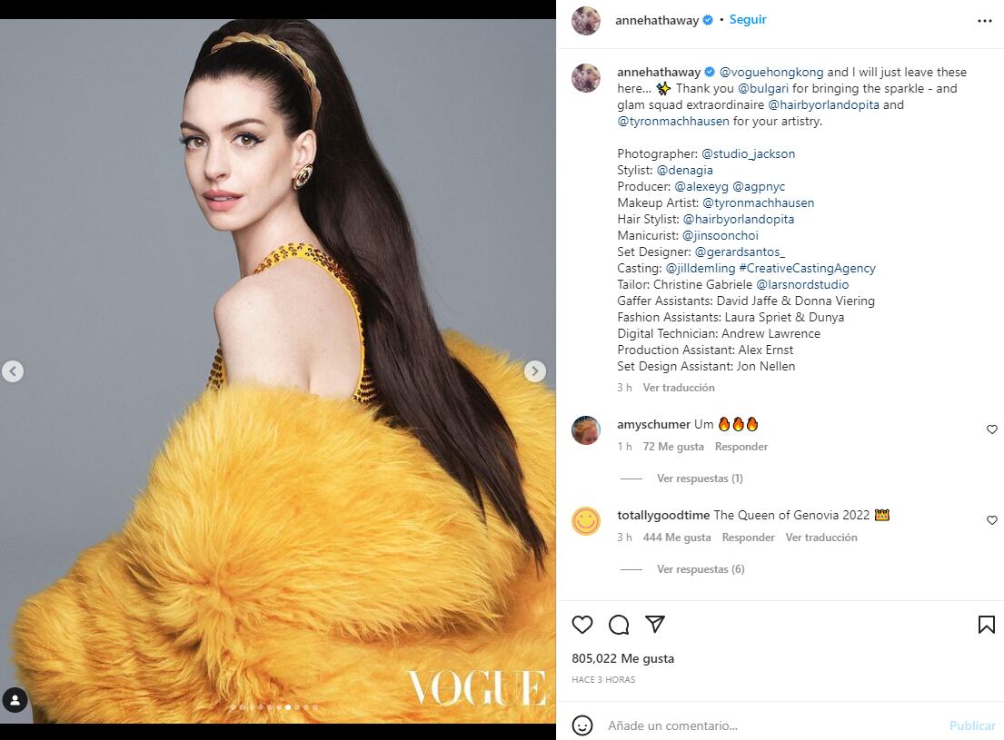 Anne Hathaway para Vogue Hong Kong