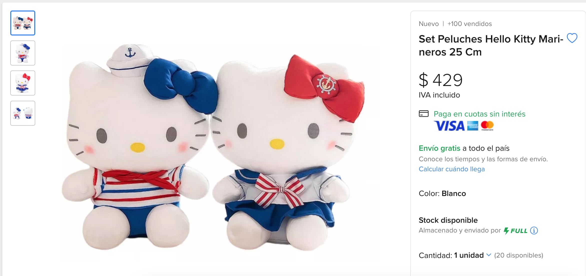 Este es el set de Hello Kitty en traje de marinera