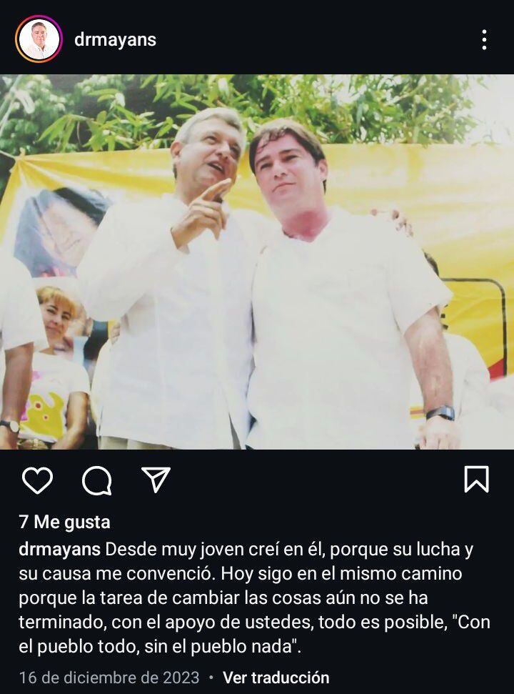 Fernando Mayans con AMLO