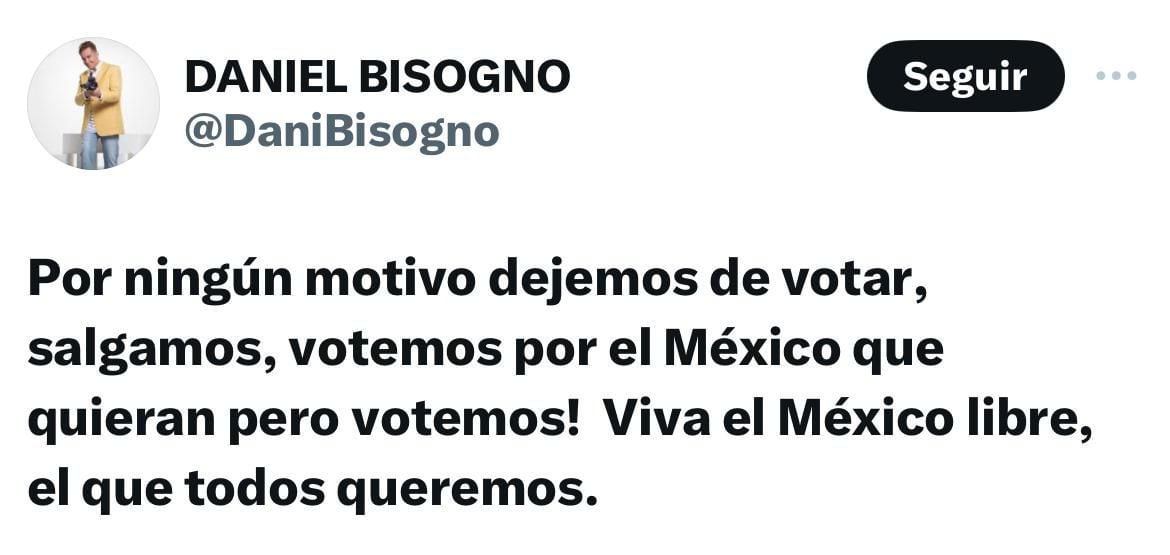 Daniel Bisogno invita a votar en las elecciones México 2024