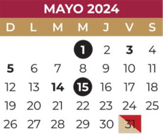 Calendario escolar de la SEP para el mes de mayo de 2024