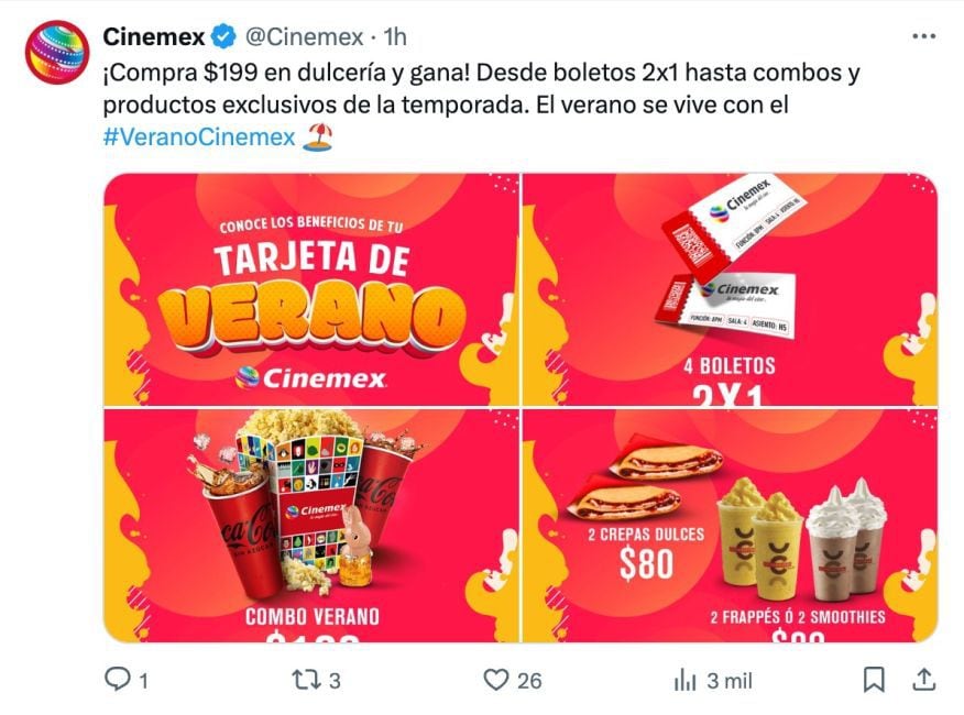 Promociones Tarjeta de Verano en Cinemex