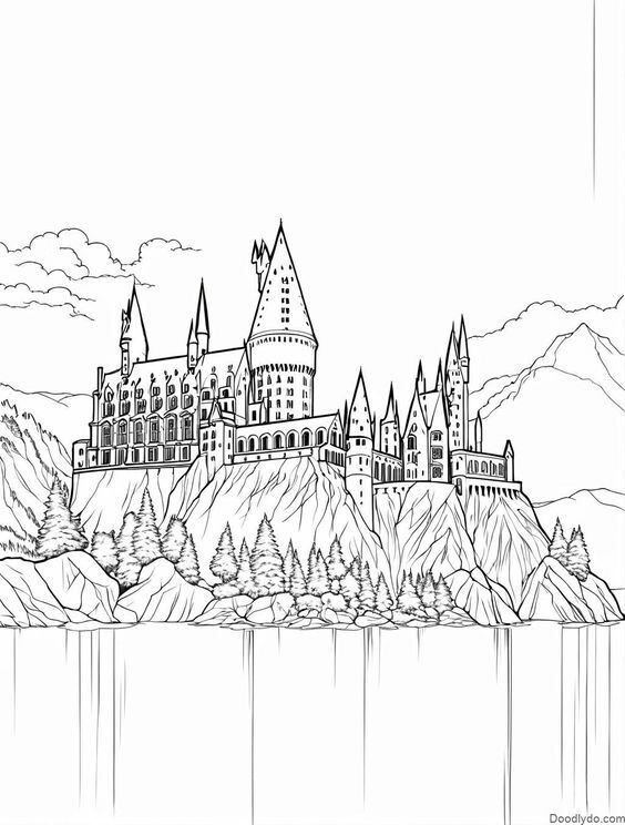 Castillo de Harry Potter para colorear