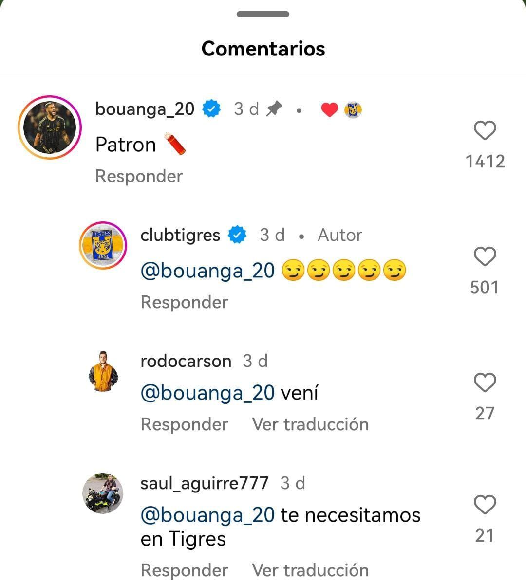 Fans de Tigres piden a Denis Bouanga.