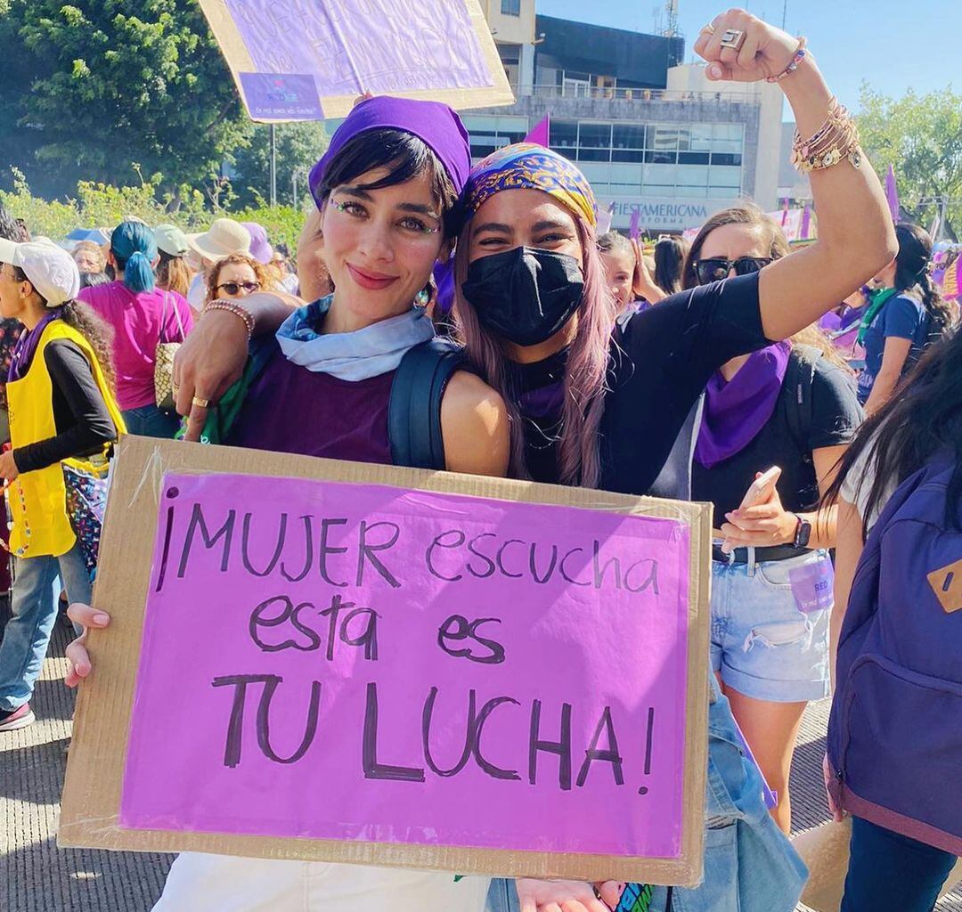 Esmeralda Pimentel en la marcha del 8 de marzo por el Día Internacional de la Mujer.