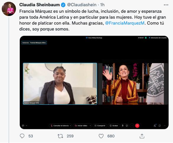 Claudia Sheinbaum mantiene conversación con Francia Márquez