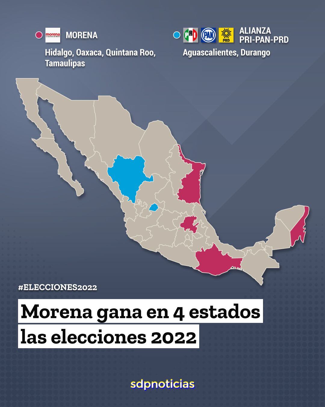 Mapa político de México tras las elecciones 2022