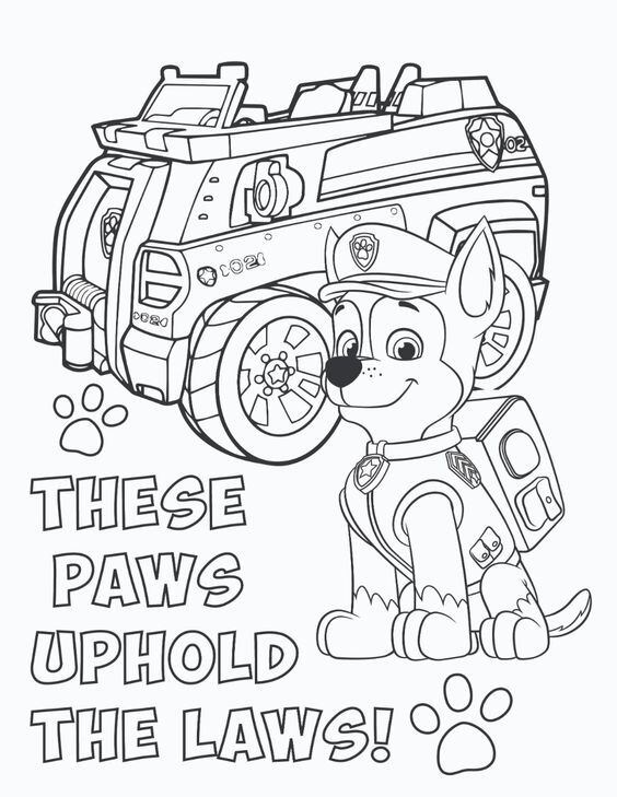 Dibujos de Chase, el líder de Paw Patrol, con temática de Día del Niño