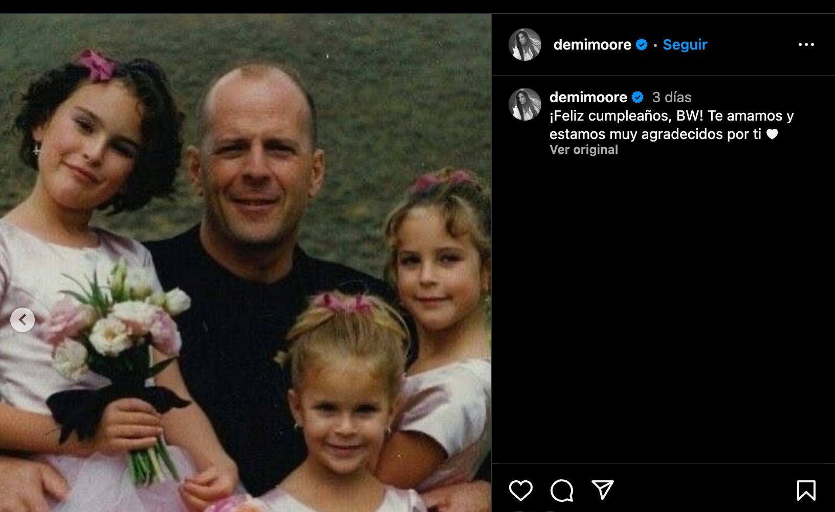 Demi Moore felicita a Bruce Willis por su cumpleaños