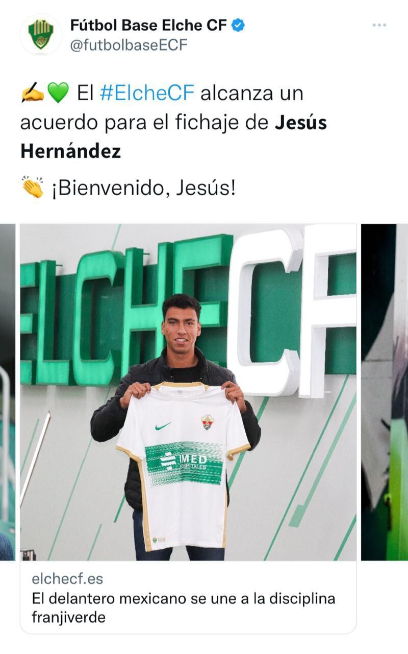 Jesús Hernández, nuevo jugador del Elche.
