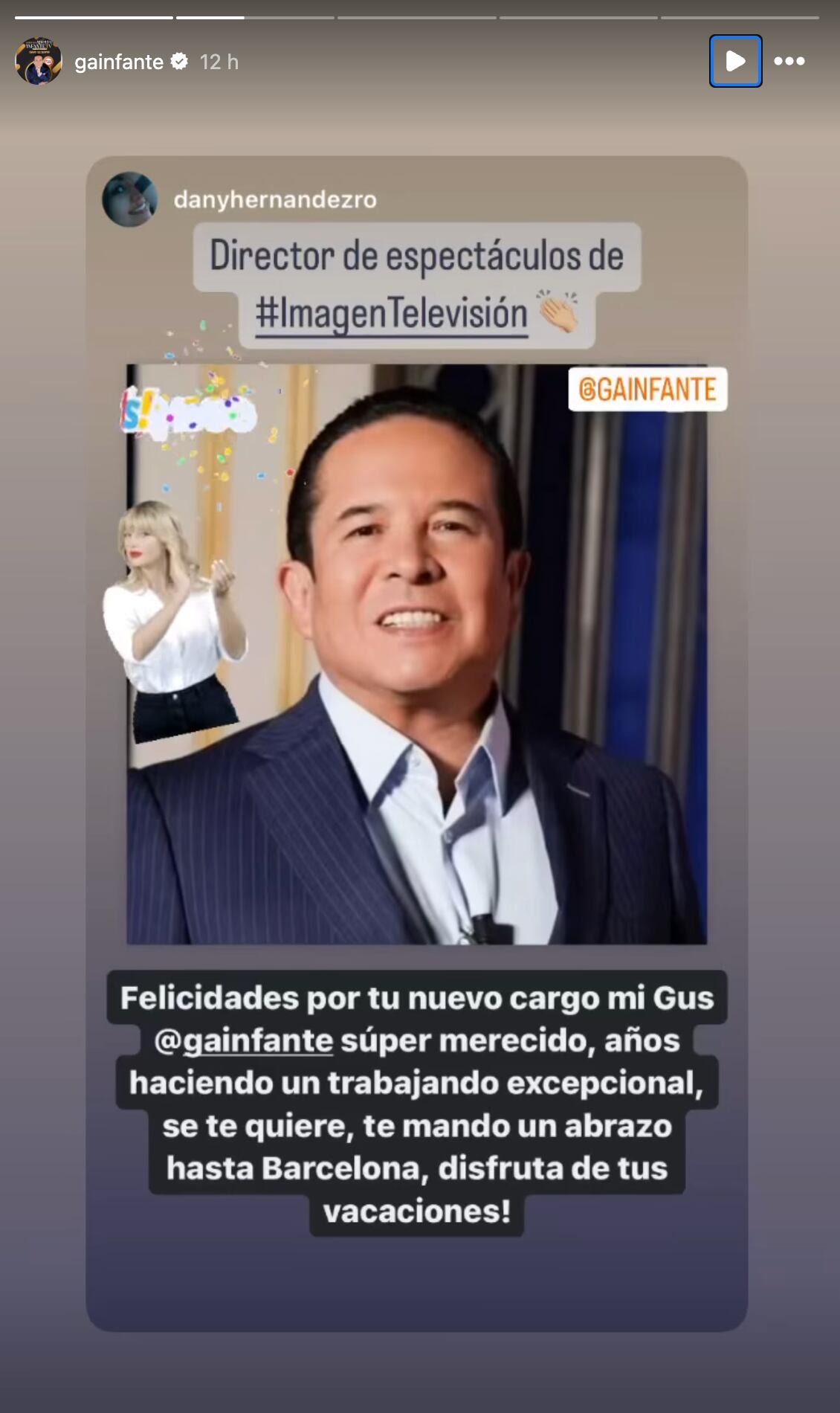 Gustavo Adolfo Infante presume que es el nuevo director de espectáculos de Imagen Televisión