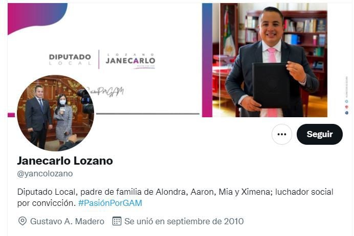 Perfil de Twitter de Janecarlo Lozano