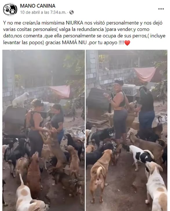 Niurka realiza importante donación a albergue canino