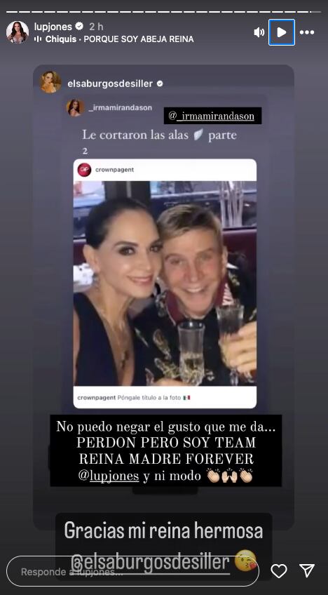 Lupita Jones repostea historia sobre el despido de Cynthia de la Vega en Miss Universo México.