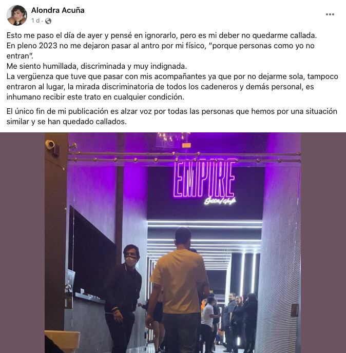 Denuncia por discrminación en Empire Social Club de San Pedro Garza García