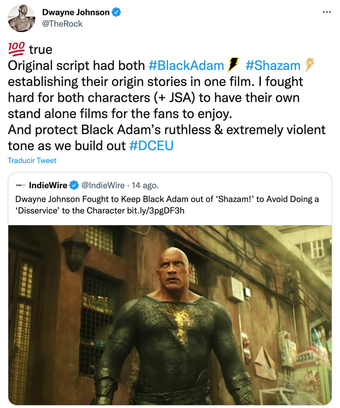 Dwayne Johnson sobre Black Adam y Shazam