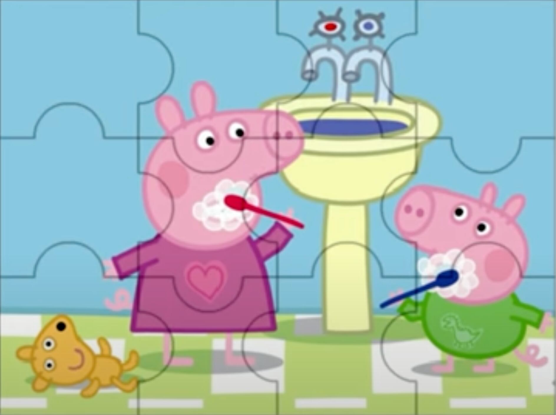 Rompecabezas de Peppa Pig lavándose los dientes