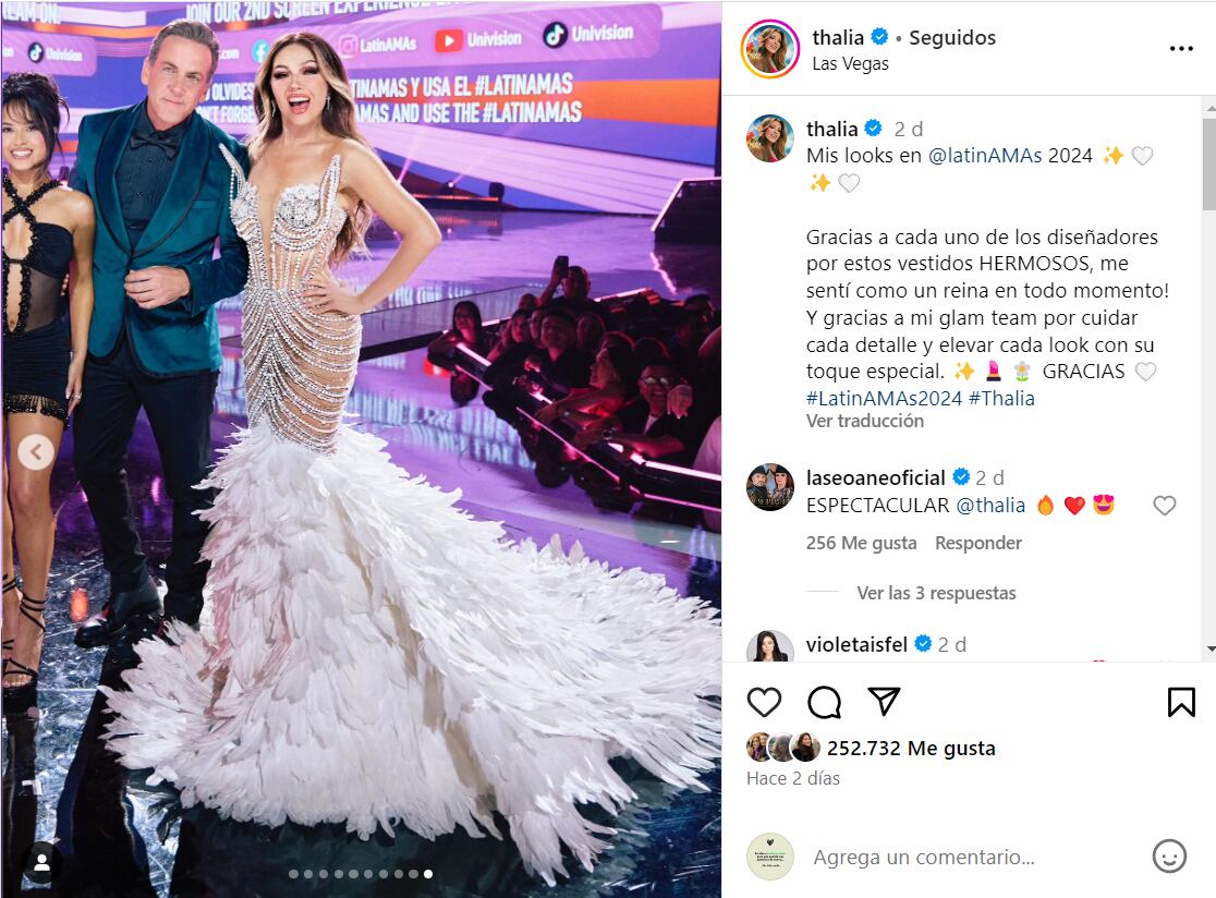 Thalia en los Latin American Music Awards 2024