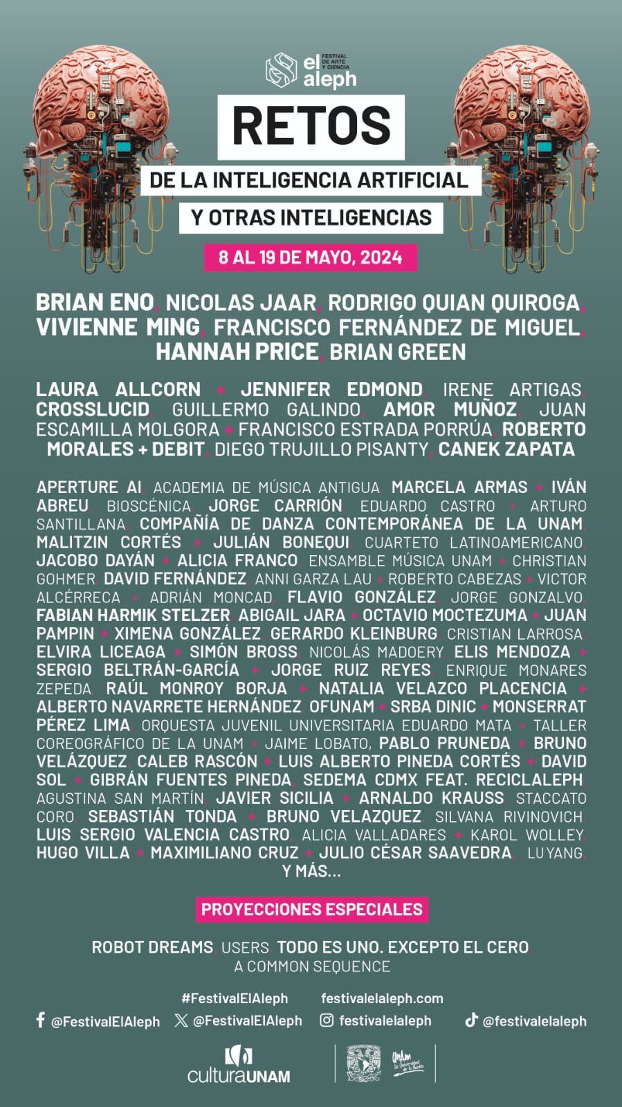 Festival El Aleph de la UNAM traerá a Brian Eno y otros artistas en mayo de 2024