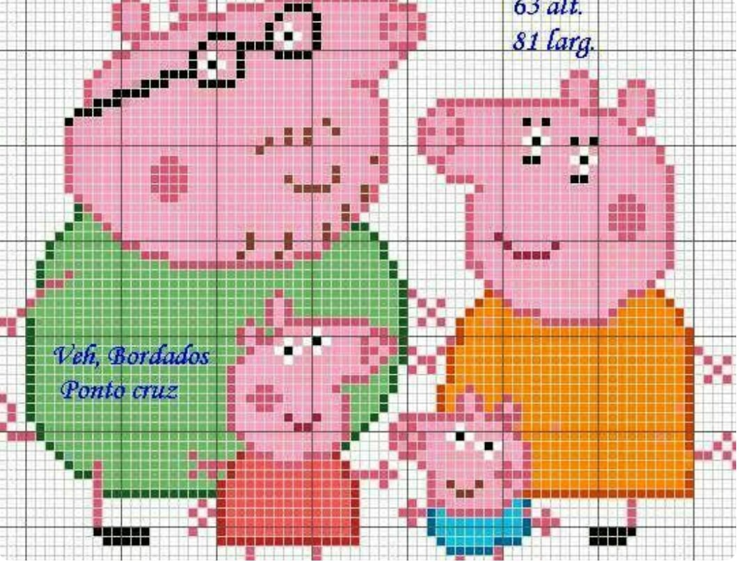 Peppa Pig y su familia para bordar