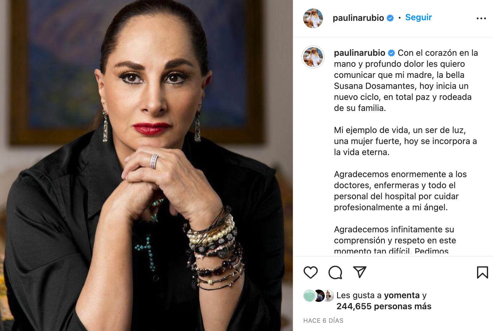 Paulina Rubio se despidió de Susana Dosamantes