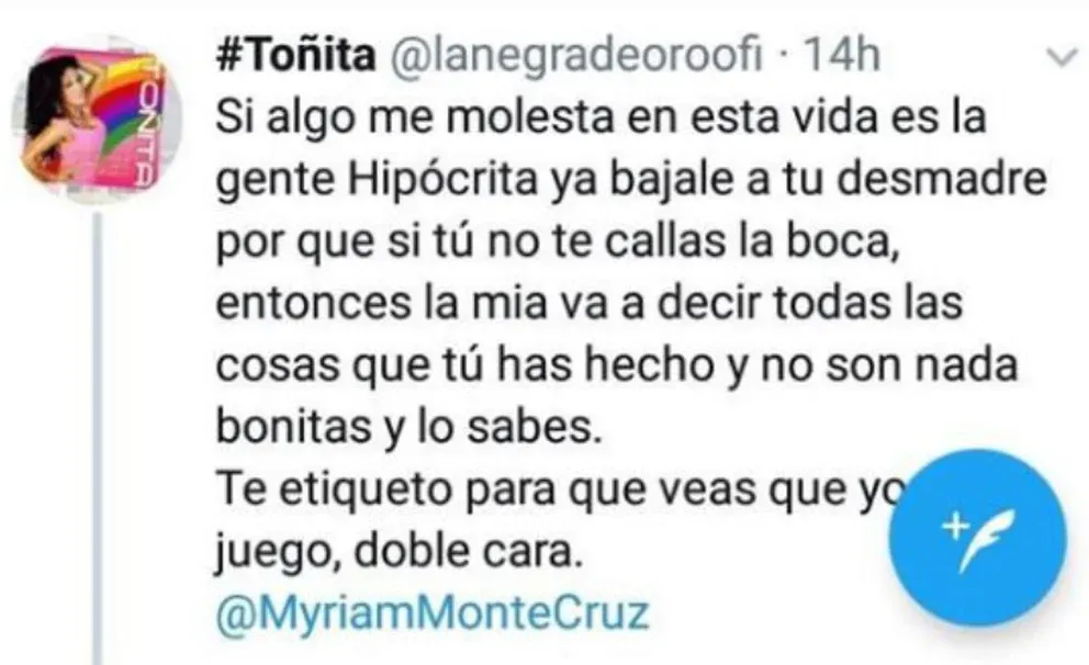 Toñita se lanza contra Myriam Montemayor