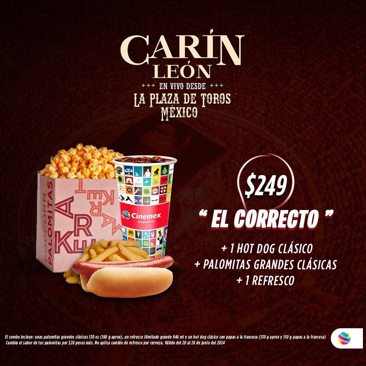 Combos Cinemex de Carín León