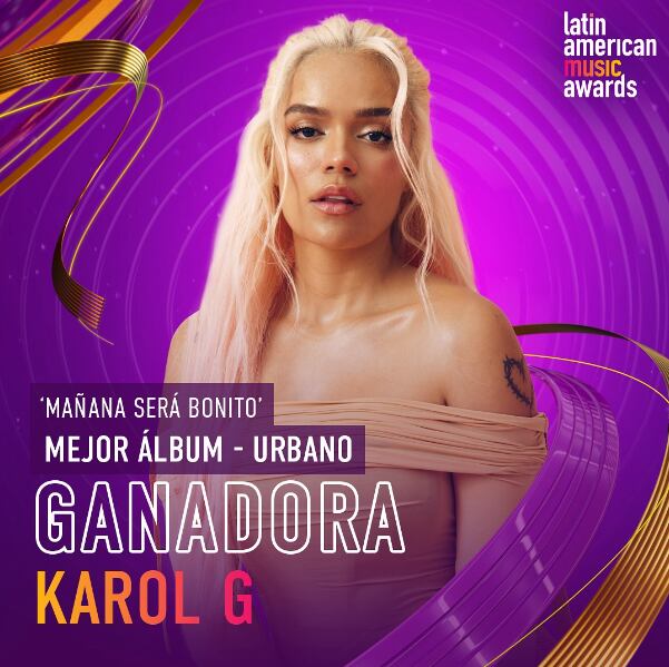 Karol G gana a Mejor Álbum – Urbano