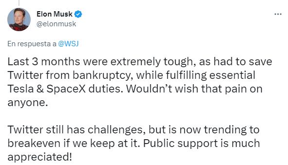 Elon Musk sobre su gestión en Twitter