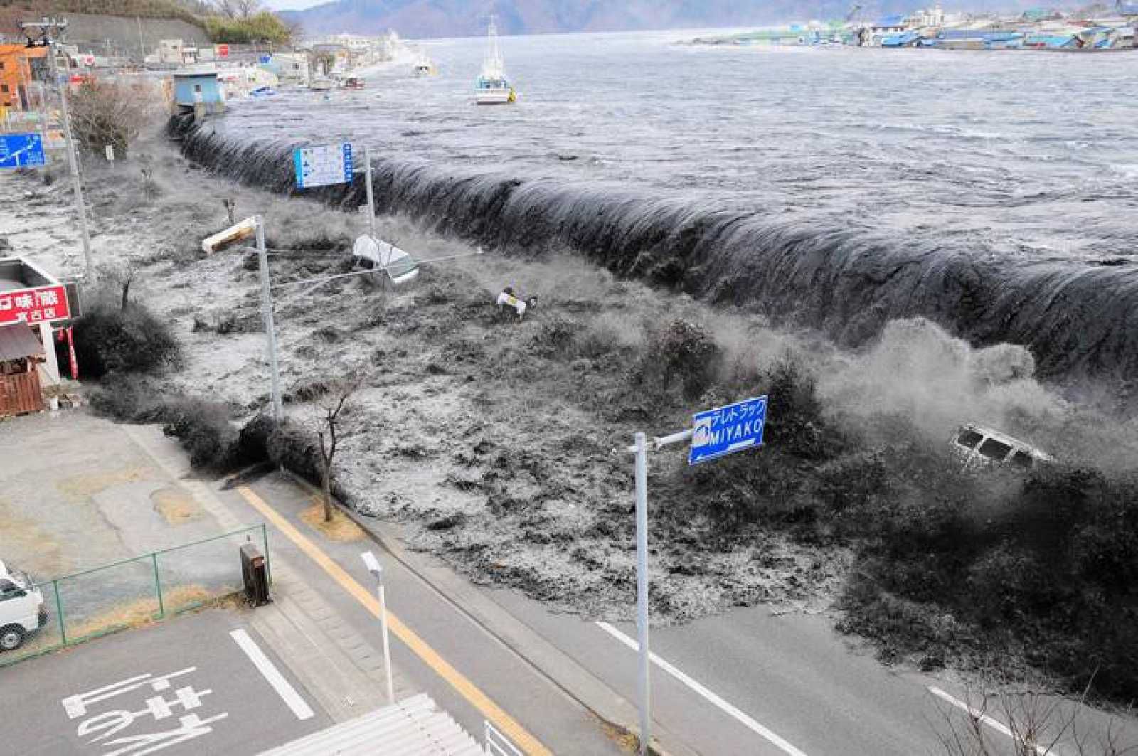 Tsunami registrado en Miyako, Japón.