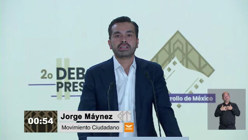 Jorge Álvarez Máynez en el segundo debate presidencial