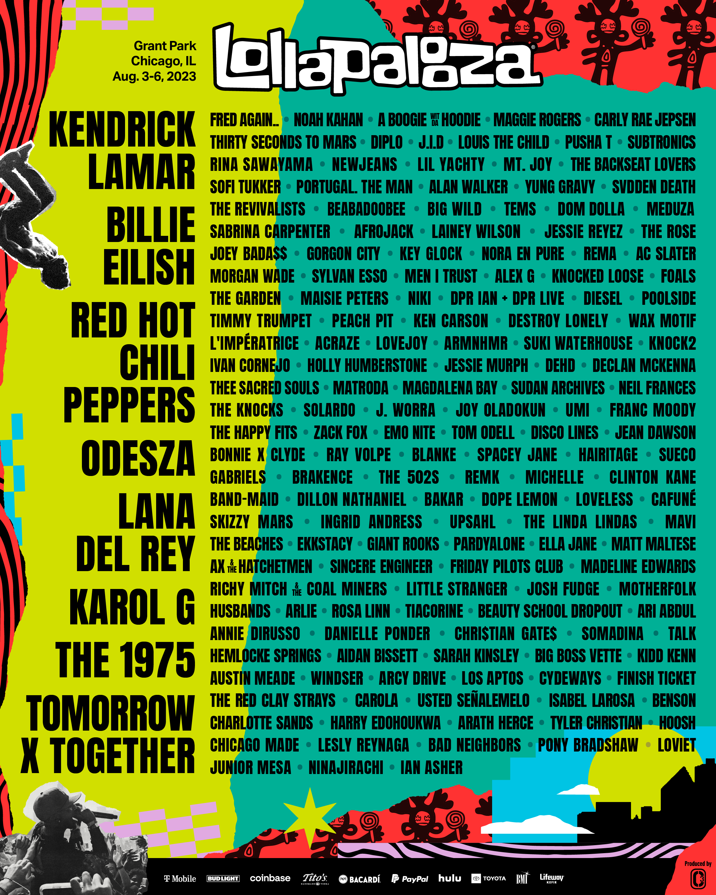 Lollapalooza 2023: Kendrick Lamar, Billie Eilish, Red Hot Chili Peppers y Karol G lo encabezan